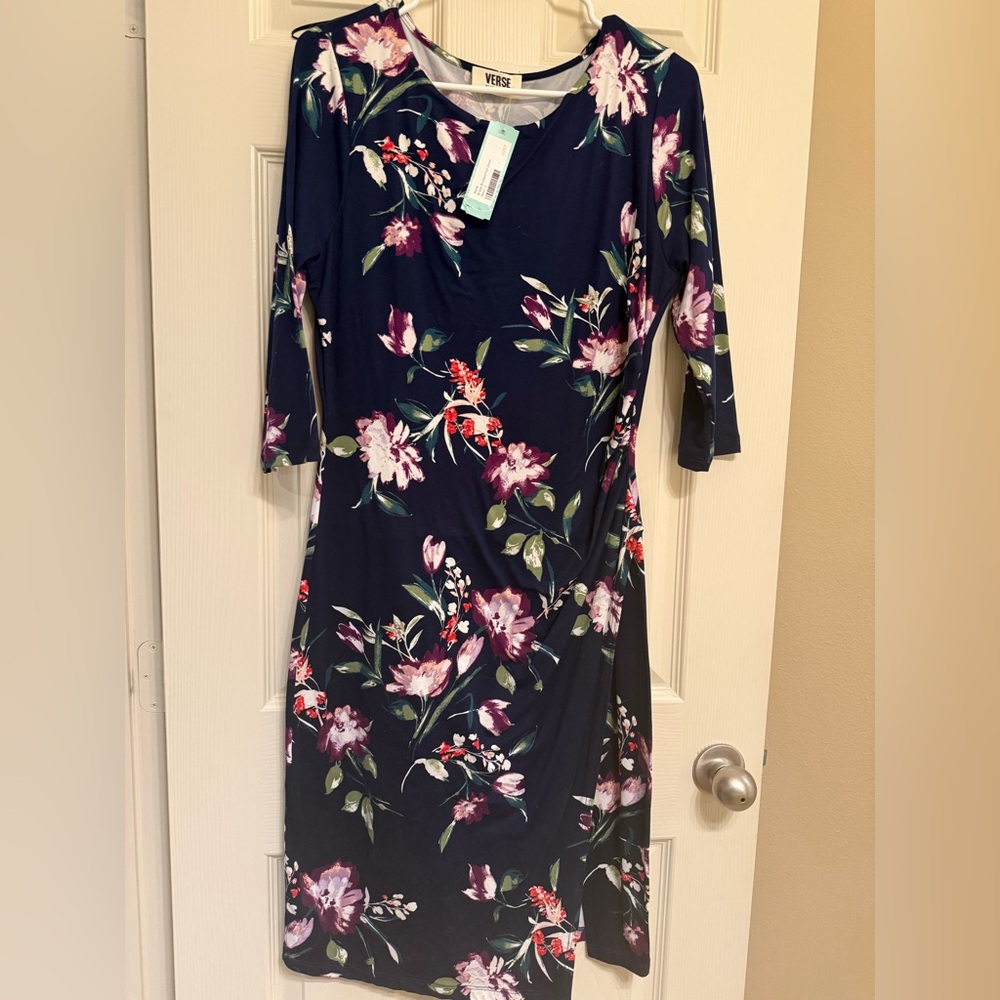 Floral Print Navy Dress